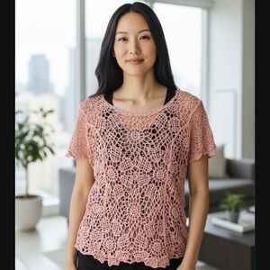 Cato Blush Crochet Lace Blouse NWOT